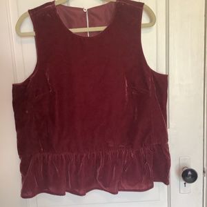 J Crew burgundy velvet top